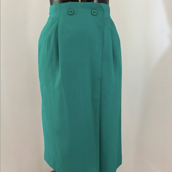 Vintage high-waisted green skirt - Picture 1 of 2